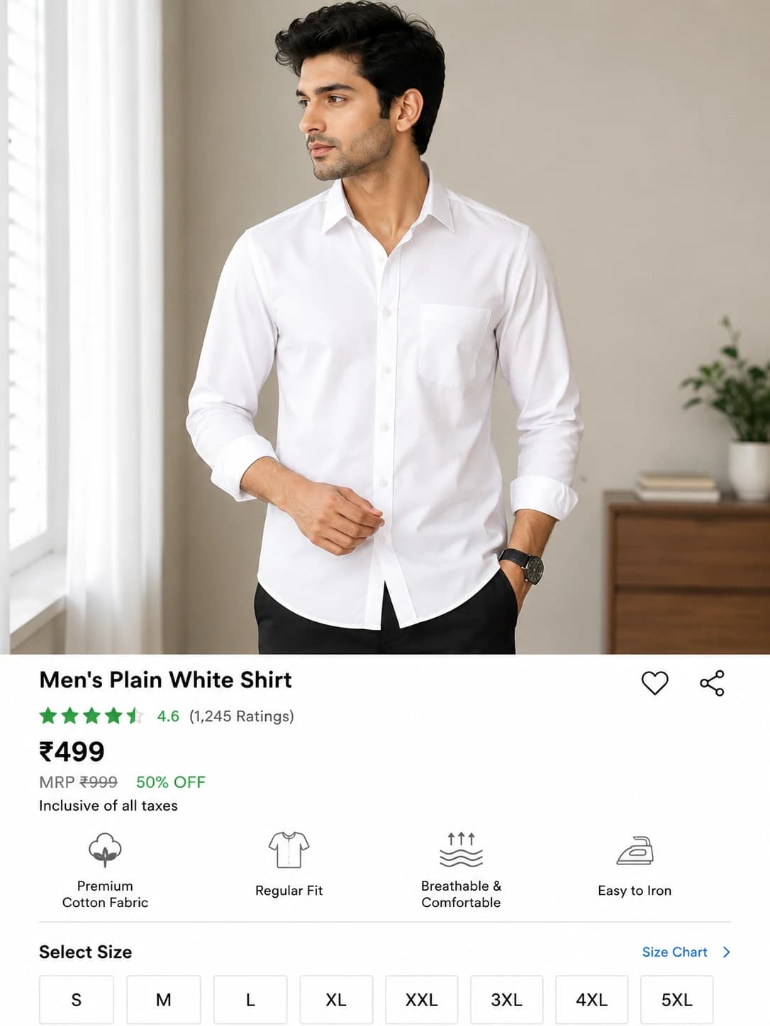 Men's Plain White Shirt