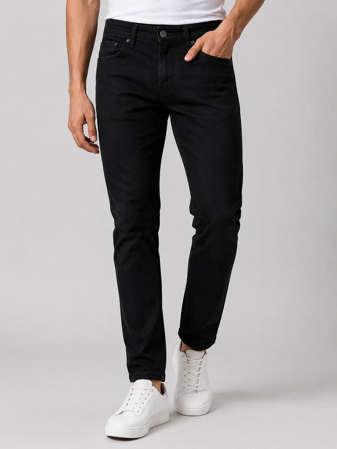 Men's Black Jeans | Regular Fit Stretchable Denim Jeans