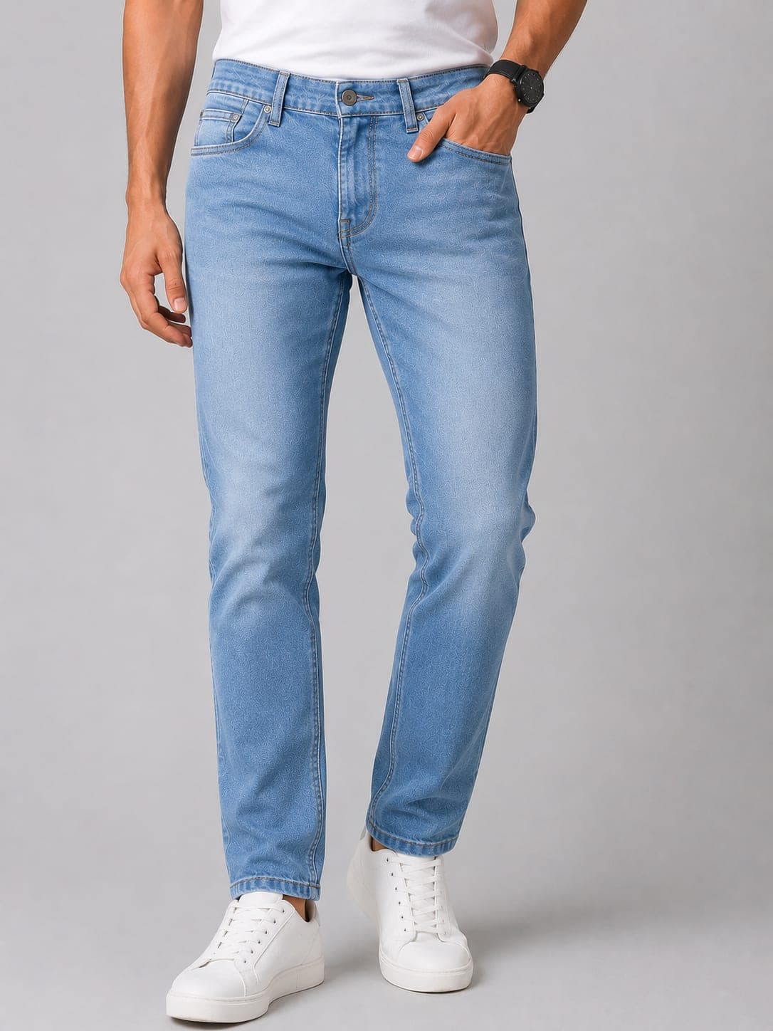 Men's Light Blue Regular Fit Jeans