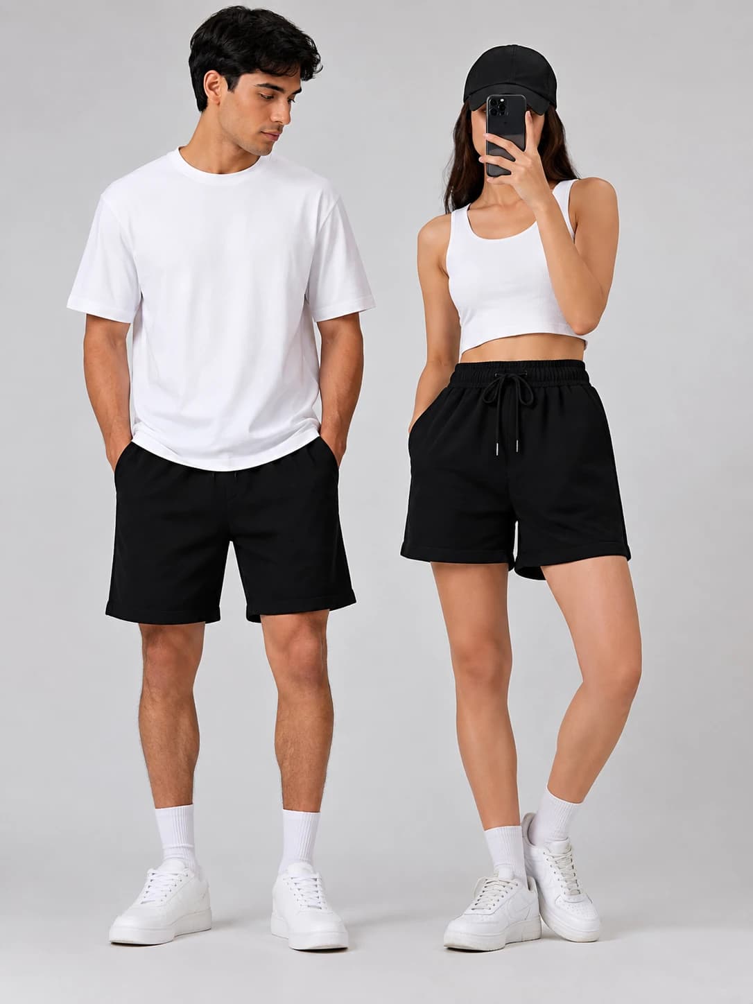 Unisex Black Shorts | Comfortable Cotton Blend Shorts